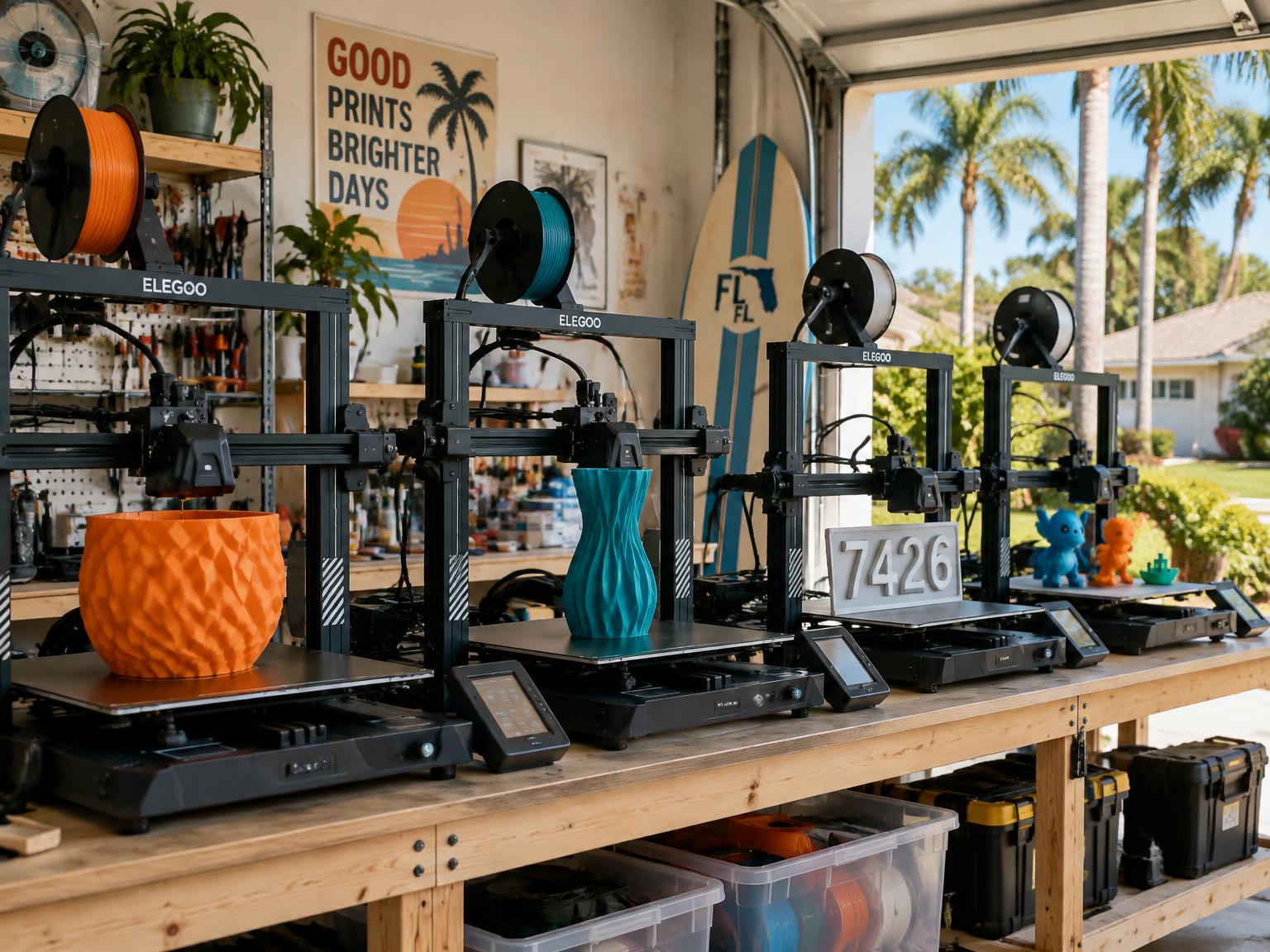 Assorted prints on a workbench